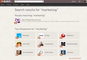 Klout screenshot, content quality, content writing