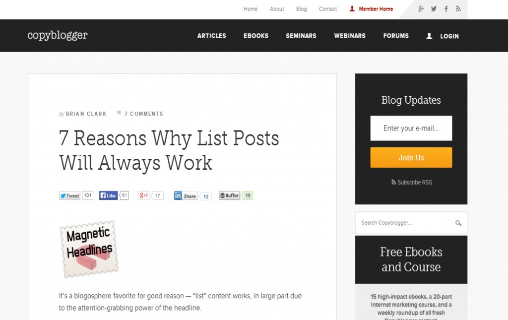 small business blog content, how to write content for small business blogs, why lists posts always work, copyblogger